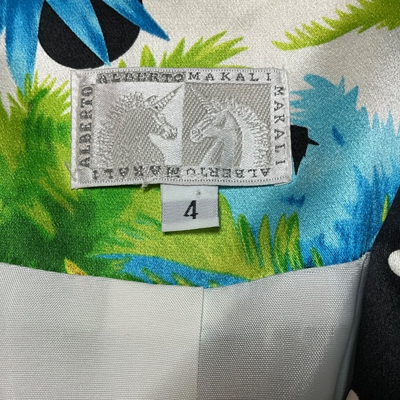 ALBERTO MAKALI 100% Silk Fully Lined Blazer Lace Trim Crochet Appliqué Sz 4 - Picture 5 of 13